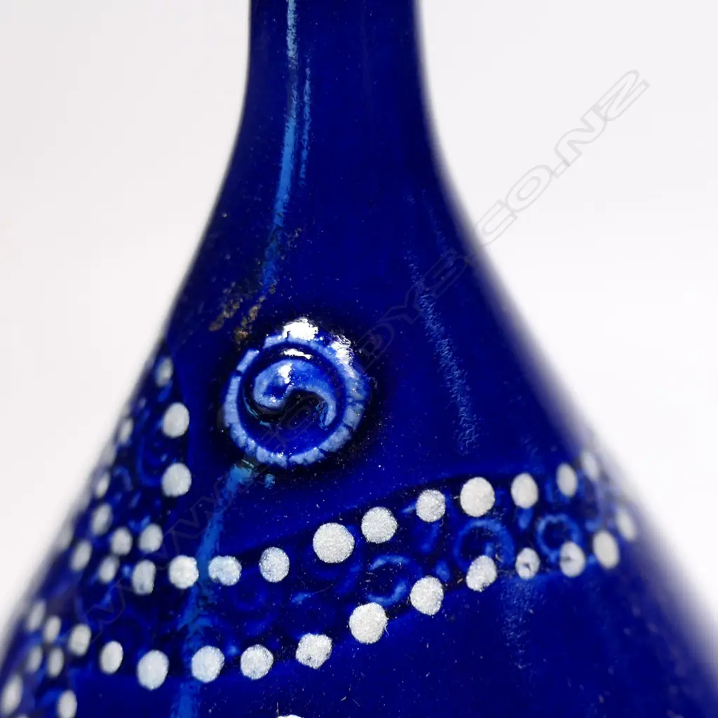 Keum Sun Lee/ Sang Sool Shim Bottle Form. Blue glazed porcelain w silver detail. H.240mm Image 1++