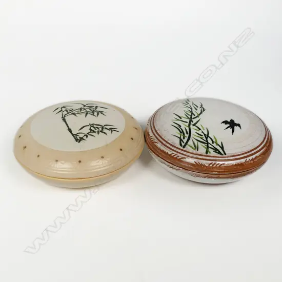 Keum Sun Lee/ Sang Sool Shim Pr Terracotta & Porcelain Trinket Boxes Bamboo Decoration. Dia.120mm