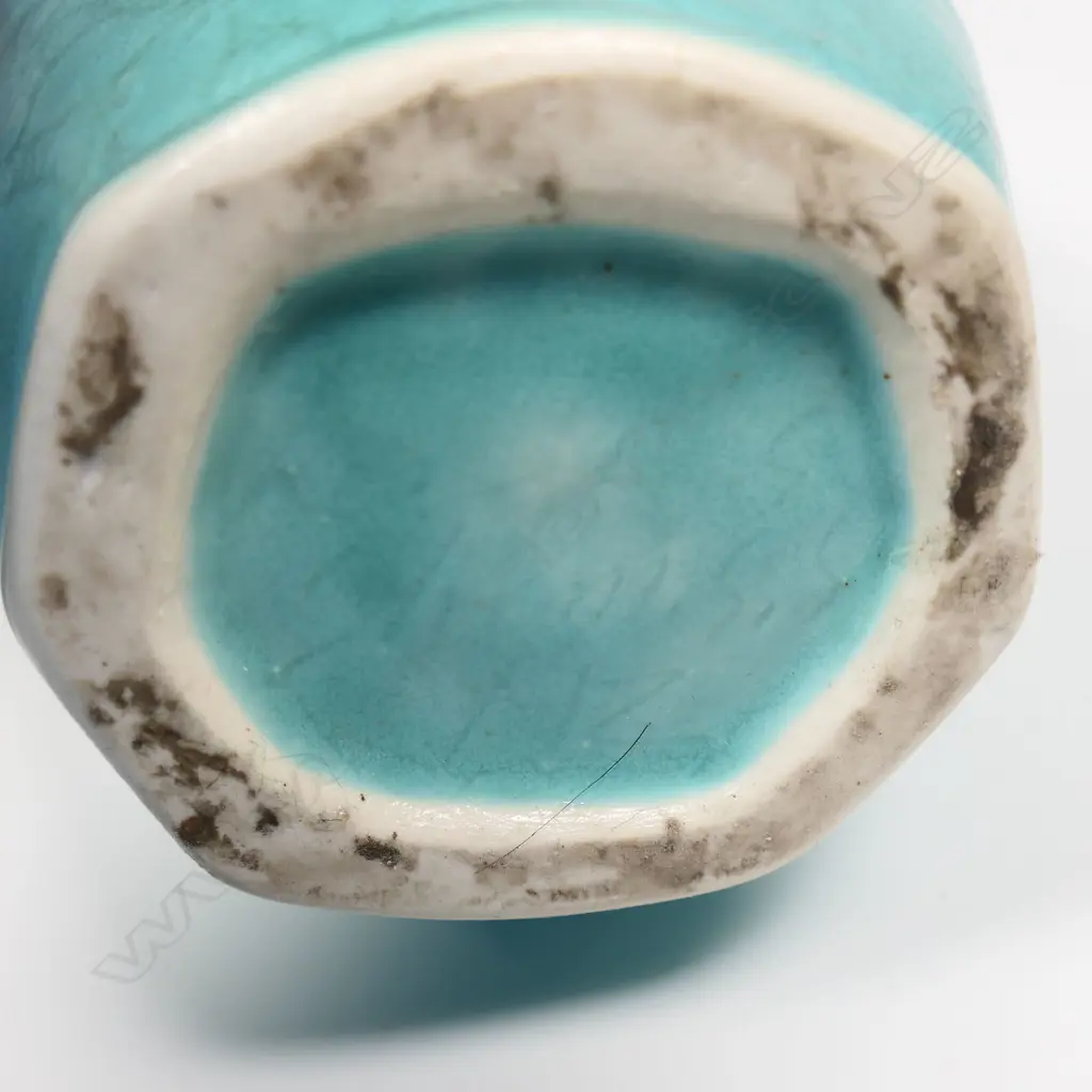 Keum Sun Lee/ Sang Sool Shim Tapering Cylinder Vase. Porelain.Turquoise glaze koru & flora design. H.305mm Image 1++