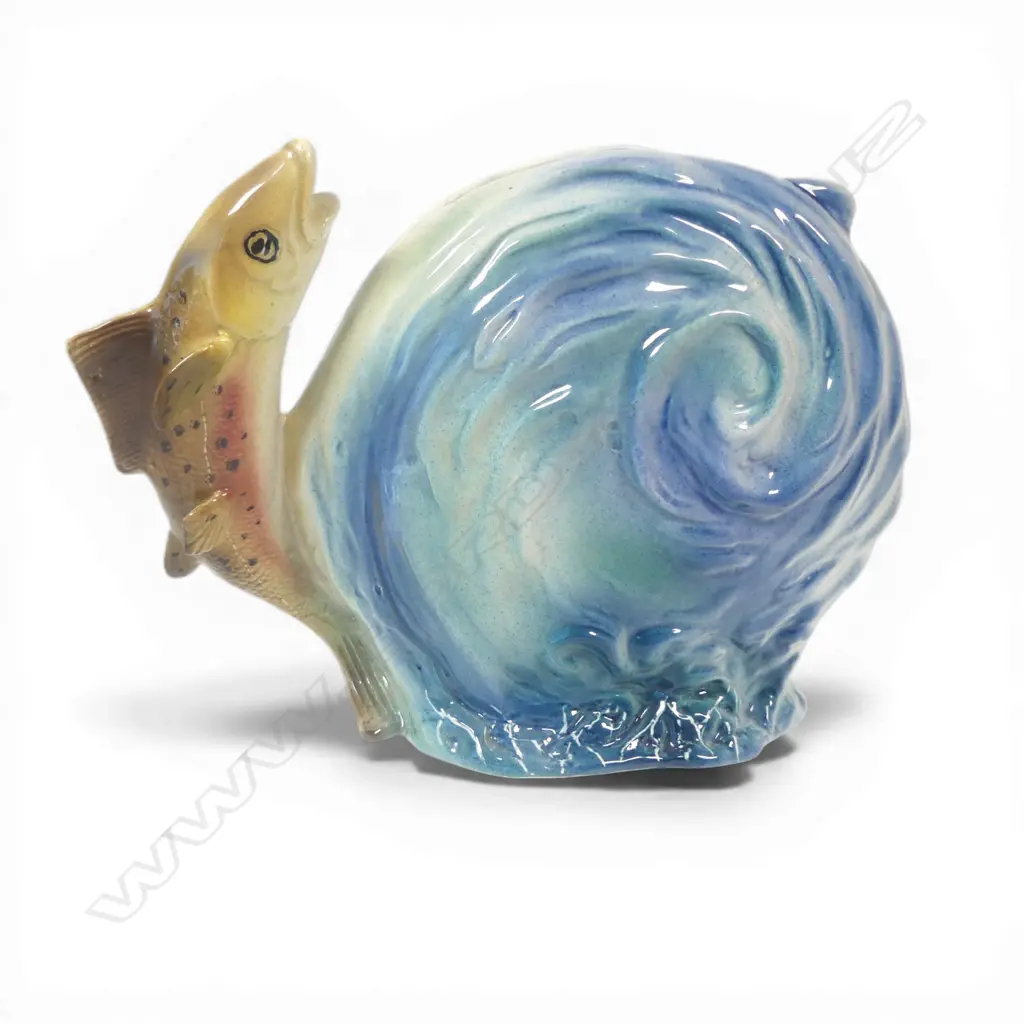 A  Titian Studio (1957-67) brown trout and water race vase, Image 1++