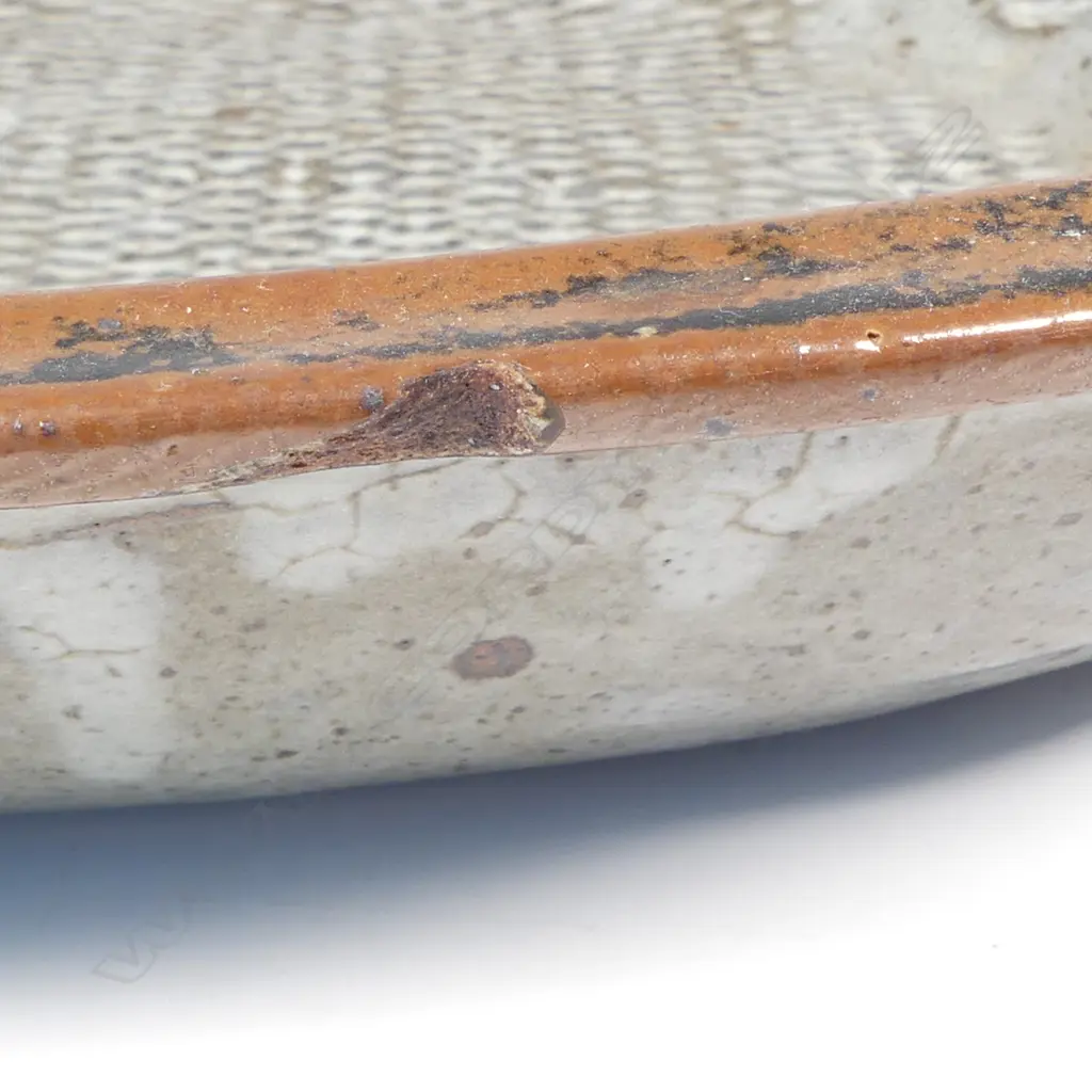 Len Castle large rectangular form dish  with impressed motifs similar to those used by Theo Schoon, Image 1++