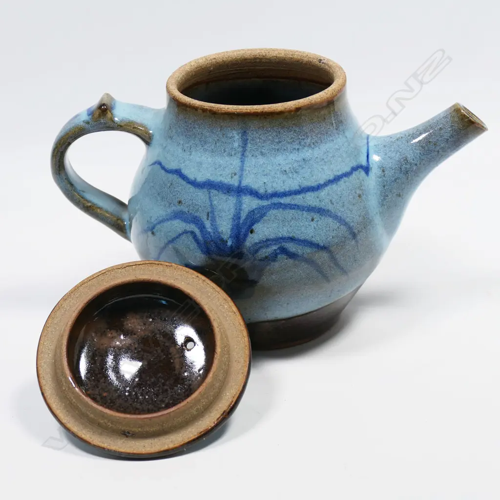 Peter Stichbury, light blue chun glazed tea pot, Image 1++