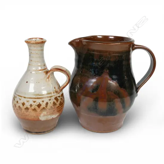 Two Peter Stichbury glazed pottery jugs,
