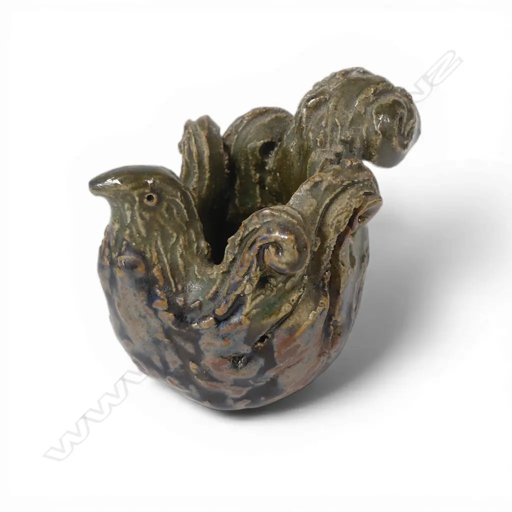 Rosemary Brittain pottery bird with florid feathers, Image 1++