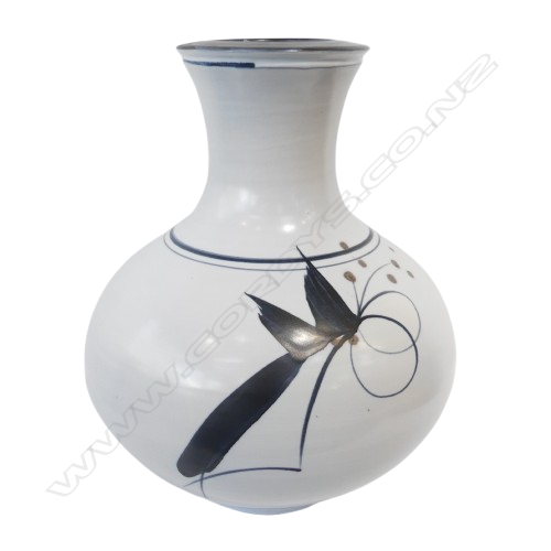 Peter Collis very large floor vase with 'Trout Fly' brushed decoration, Image 1++