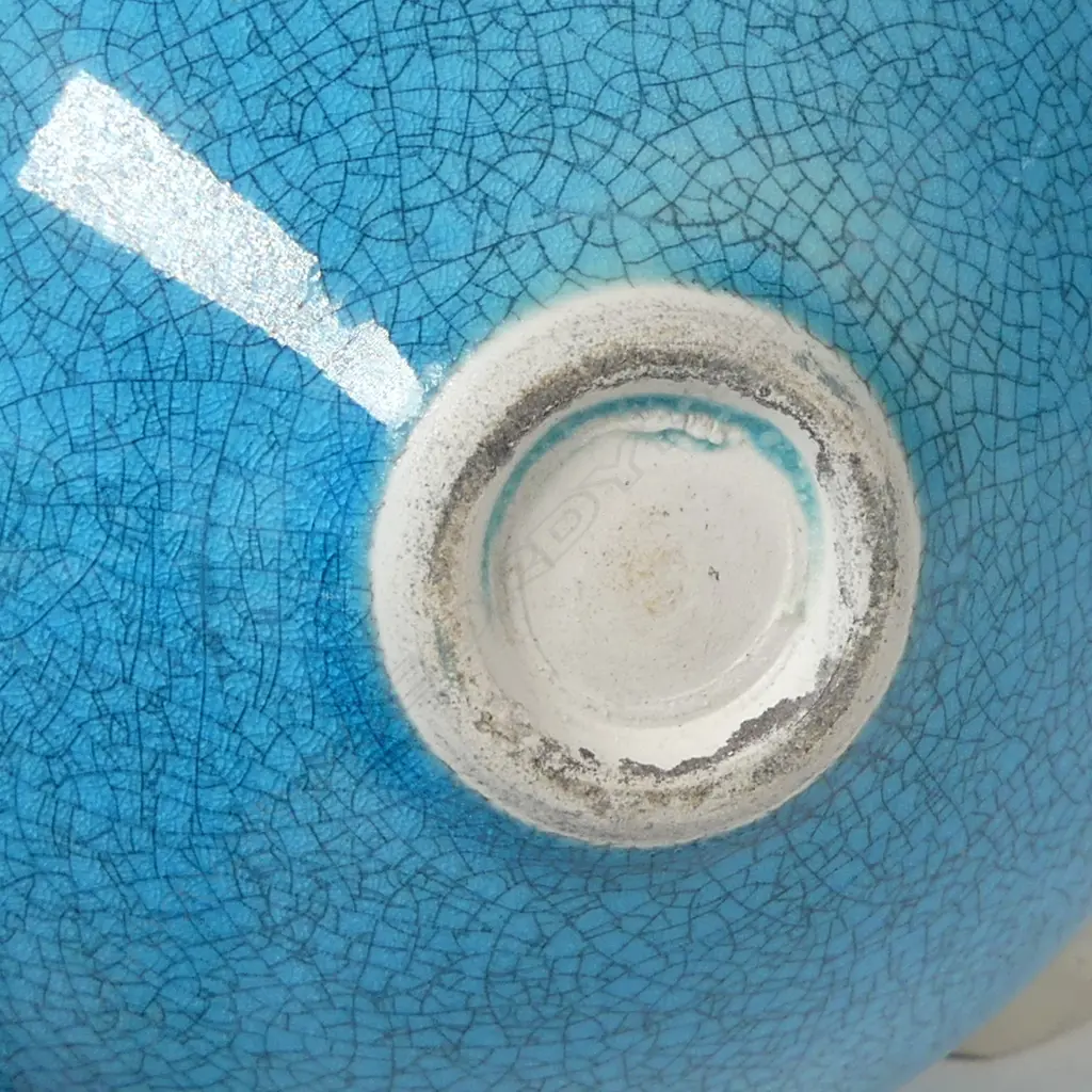 Peter Collis crackle glazed blue orb vase, Image 1++