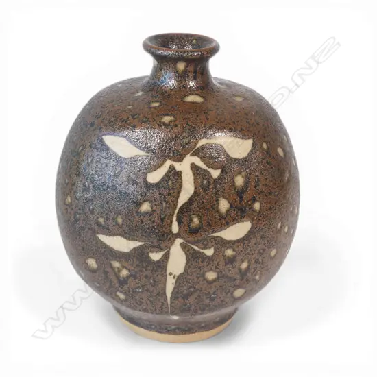 Paul Fisher wheel thrown stoneware paddled vase,
