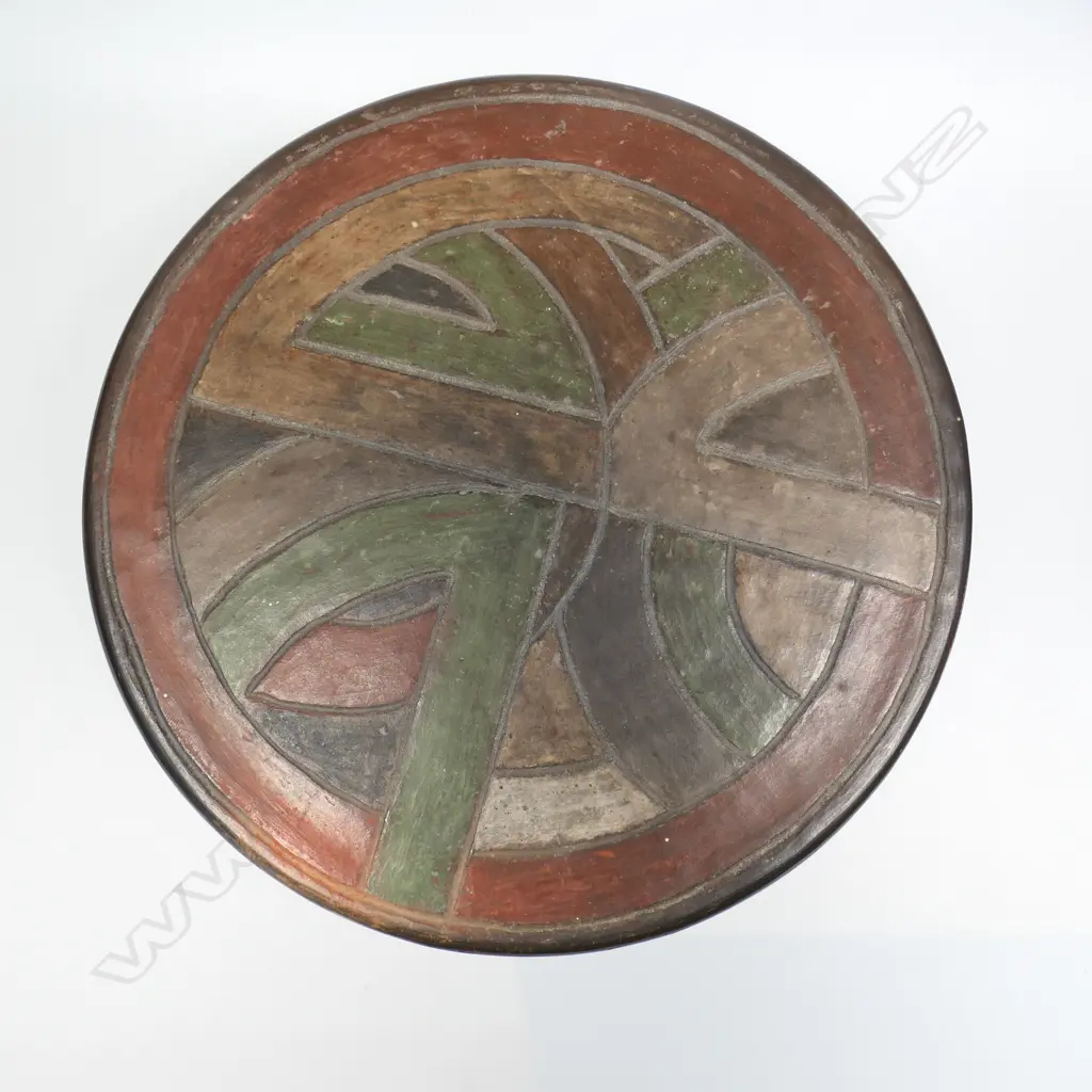 Moyra Elliot lidded terracotta vessel with hand etched lid, Image 1++