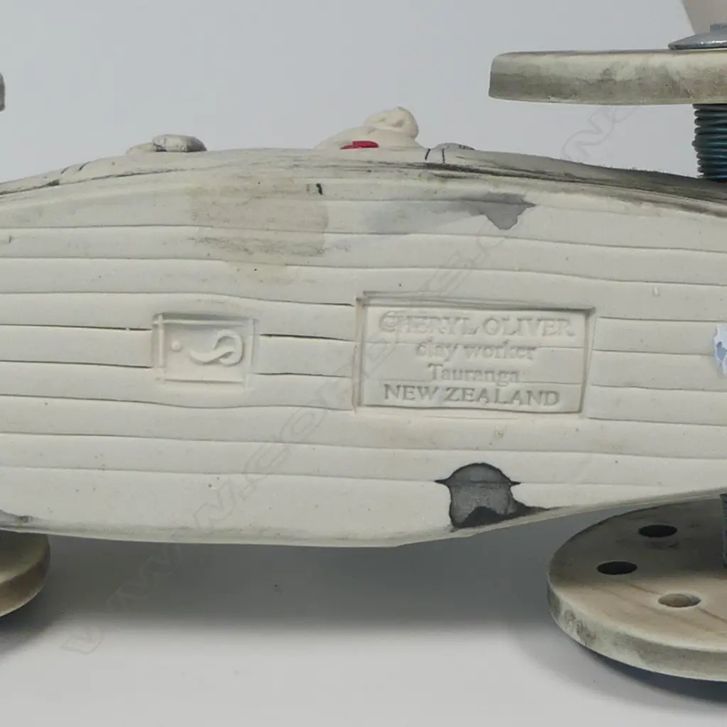 Cheryl Oliver sculptured race car and driver, Image 1++