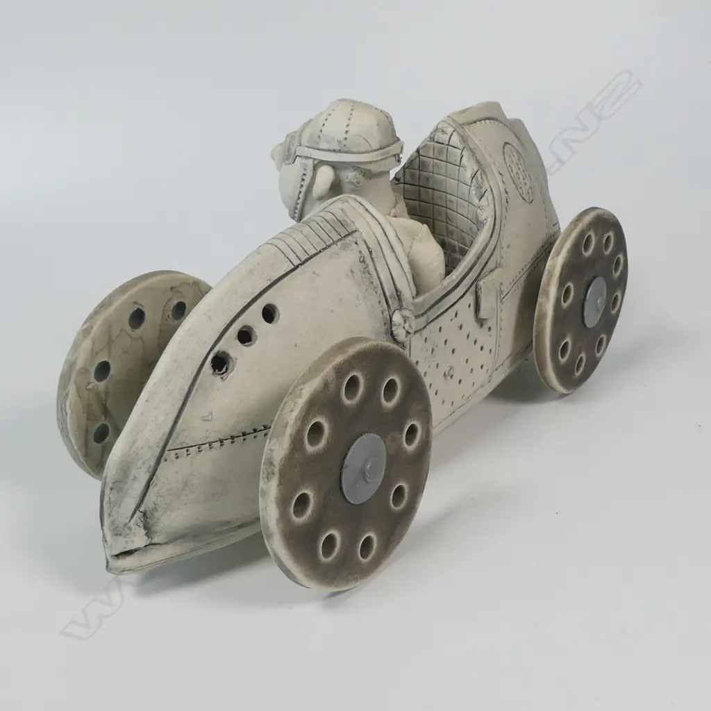 Cheryl Oliver sculptured race car and driver, Image 1++
