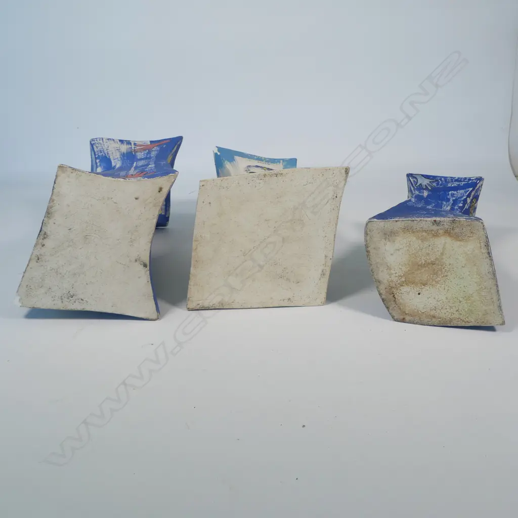 Three unglazed slab sided vases, Image 1++