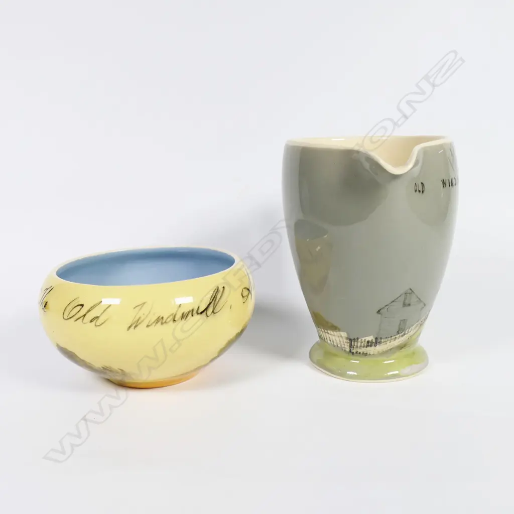 Two Martin Boyd (Australia) pottery pieces 'Old Windmill Auckland', Image 1++