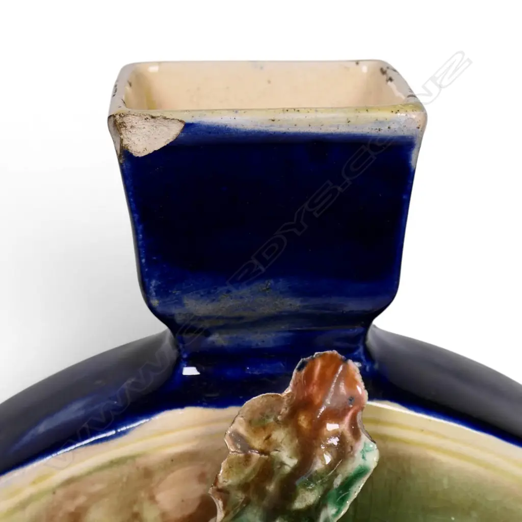 Milton Potteries majolica twin sided moon vase, Image 1++