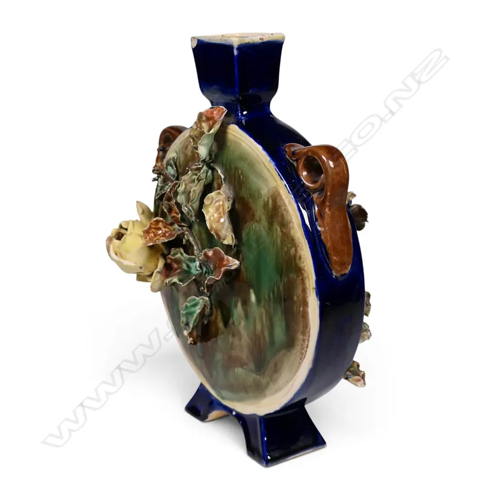 Milton Potteries majolica twin sided moon vase, Image 1++