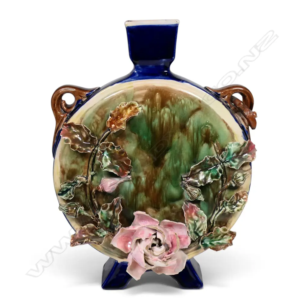 Milton Potteries majolica twin sided moon vase, Image 1++