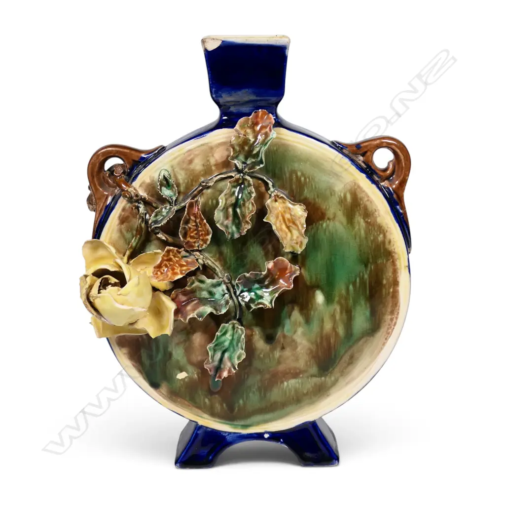 Milton Potteries majolica twin sided moon vase, Image 1++