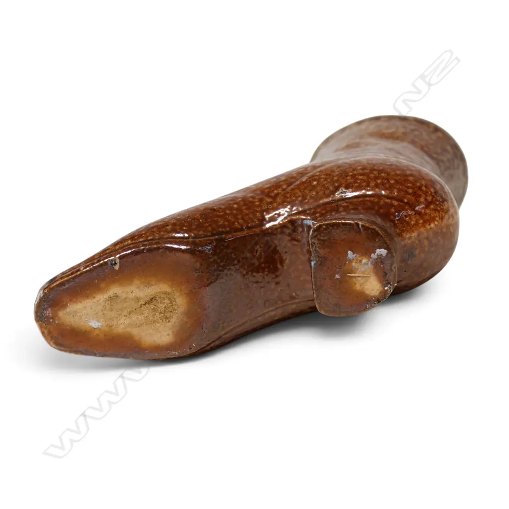 Colonial New Zealand pottery salt glazed boot spill vase, Image 1++