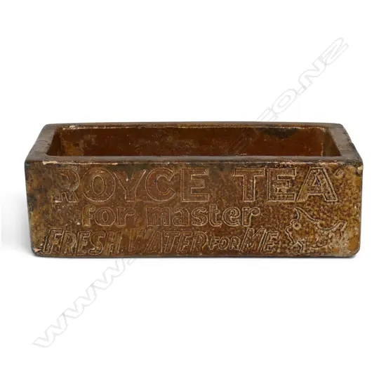 A rare New Zealand early 20thC James Royce & Co. Ltd. Auckland promotional dog's water bowl,