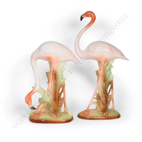 Pair of Titian flamingos,