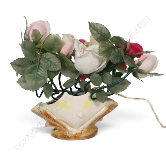 Titian ware spider vase lamp,