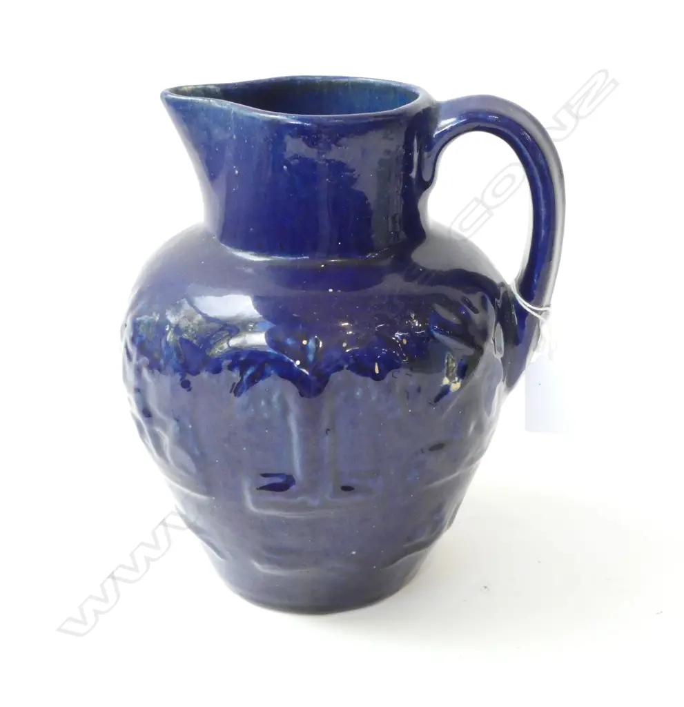 Luke Adams (1838–1918) rich cobalt blue glazed hunting jug, H.210mm Image 1++