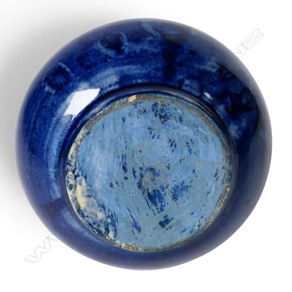 Luke Adams (1838–1918) blue glazed vase with squared rim, Image 1++