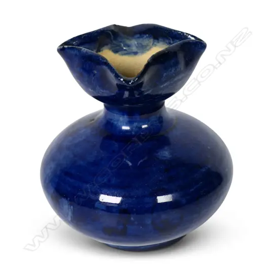 Luke Adams (1838–1918) blue glazed vase with squared rim,