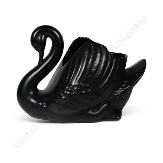 Crown Lynn rare large black glazed swan #170,