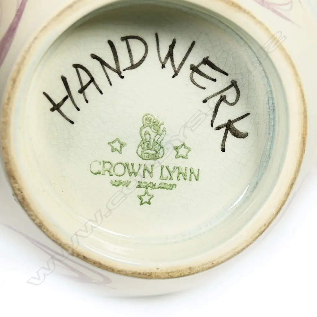 Crown Lynn Frank Carpay HANDWERK ovoid vase, Image 1++