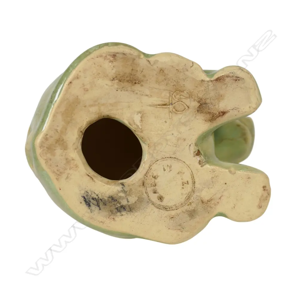 Crown Lynn Potteries Ltd trickle glazed seated pig, Image 1++