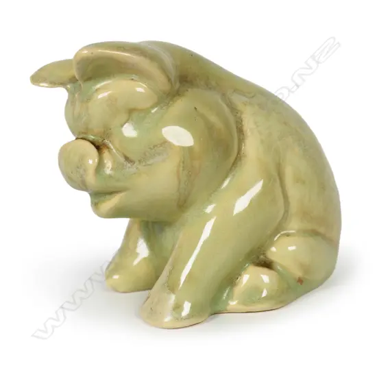 Crown Lynn Potteries Ltd trickle glazed seated pig,