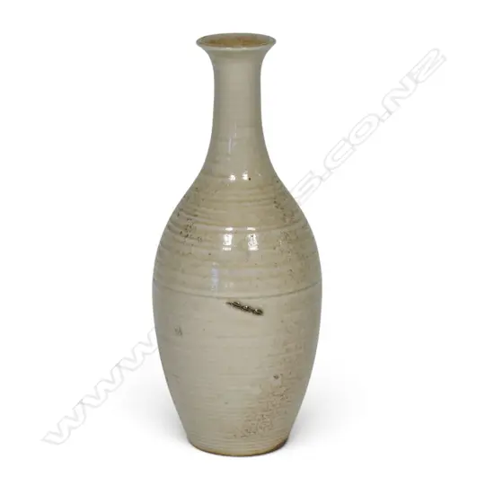 Rare Daniel Steenstra for Crown Lynn salt glaze bottle form vase,