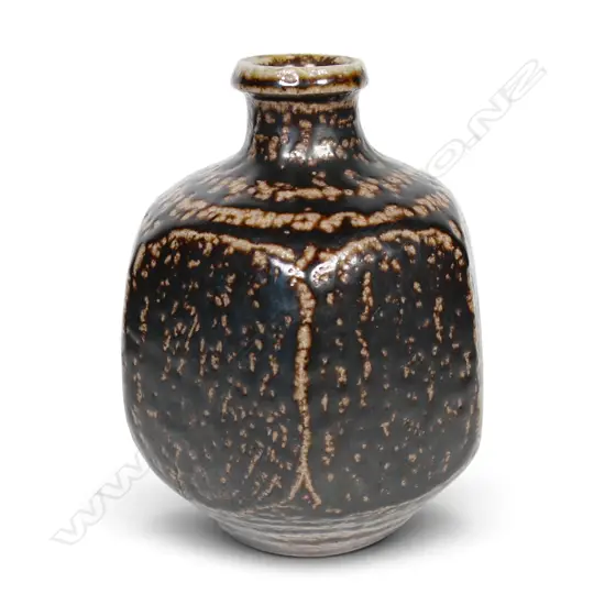 Mirek Smisek early salt glazed hexagonal bottle vase,
