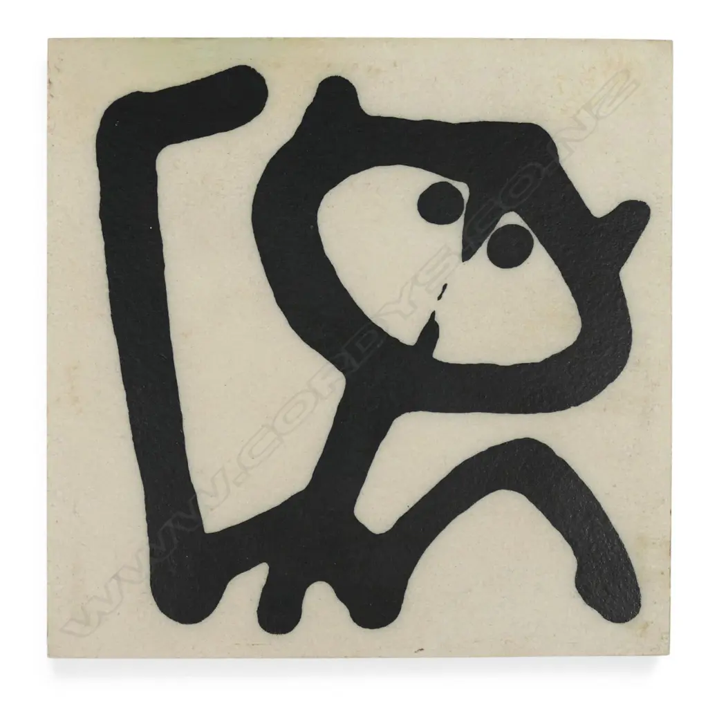 Ted Dutch tile with black 'Alicat' 1970s, Image 1++
