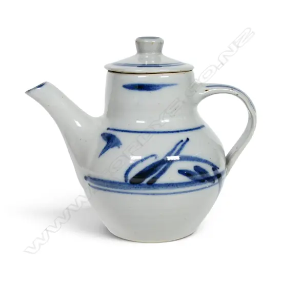 Harry and May Davis blue and white coffee pot,