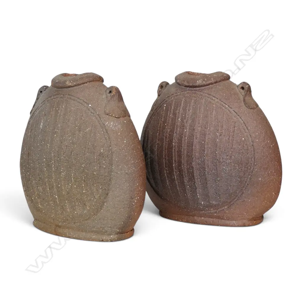 Pair Toby Stafford unglazed earth brown vases, Image 1++