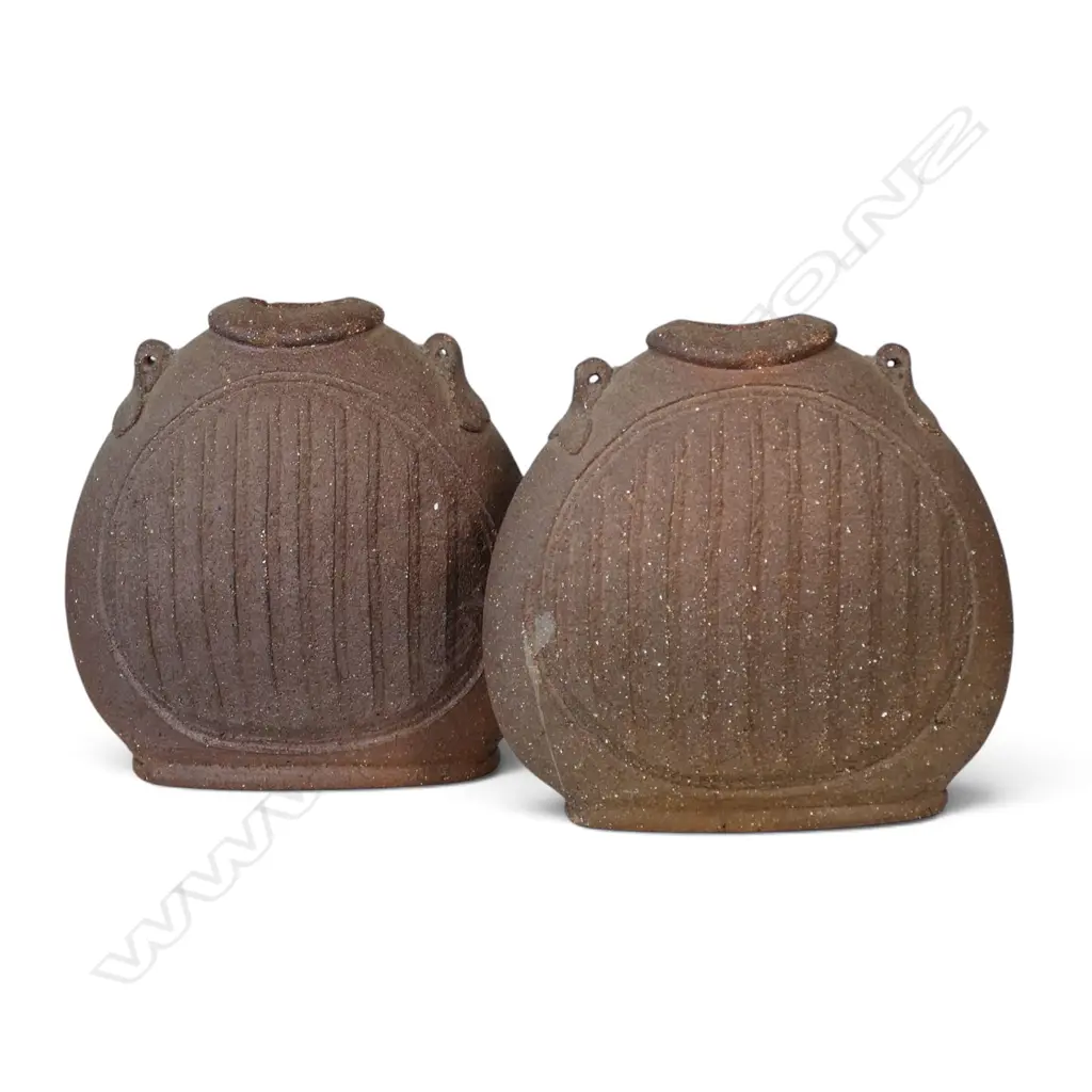 Pair Toby Stafford unglazed earth brown vases, Image 1++