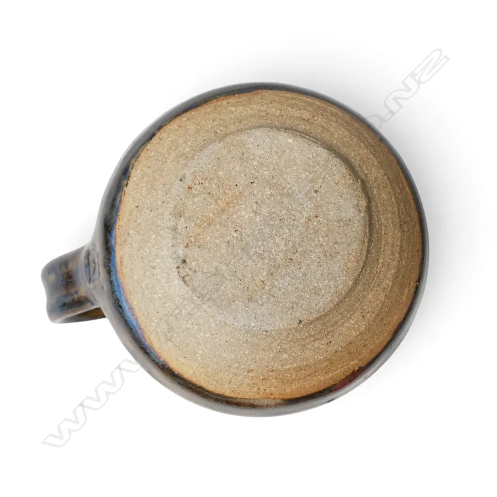 Two Helen Mason pottery pieces: a bowl with deep red floral and a mug, Image 1++