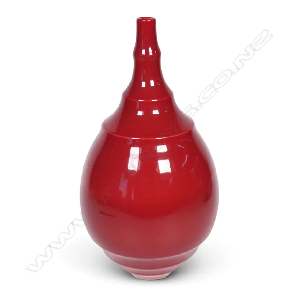 John Parker red glazed bottle vase, Image 1++