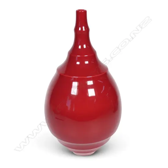 John Parker red glazed bottle vase,
