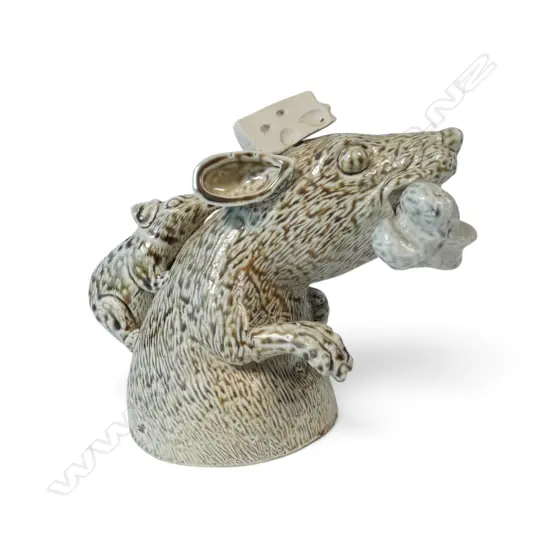 Peter Lange sculptured porcelain rat teapot,