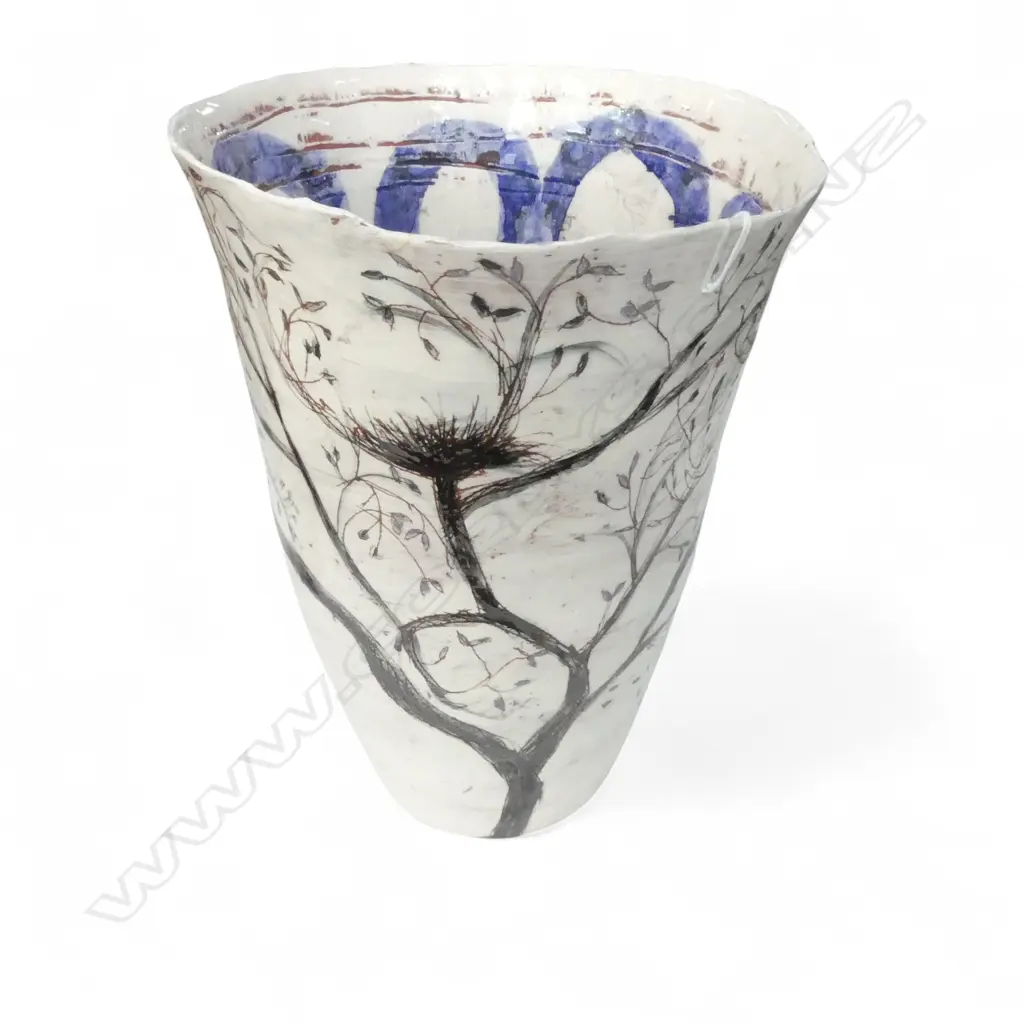 Jacqueline Leighton Boyce (UK) tall vase with woodland design, Image 1++