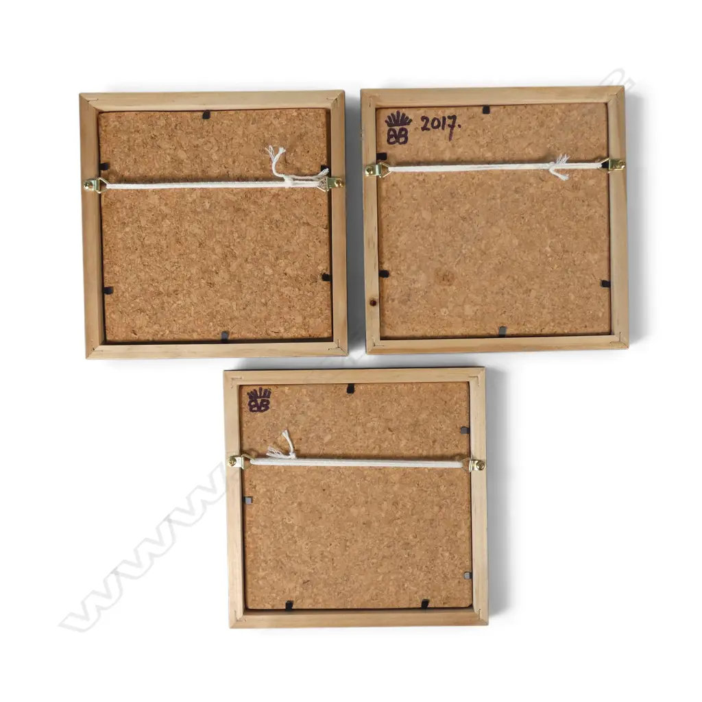 Three Anneke Borren framed wall tiles, Image 1++