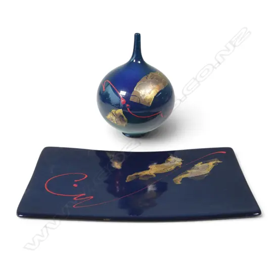 Peter Collis spherical vase and dish,