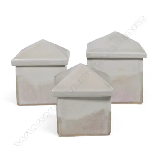 Jean Hastedt set of three graduated boxes with peaked lids,