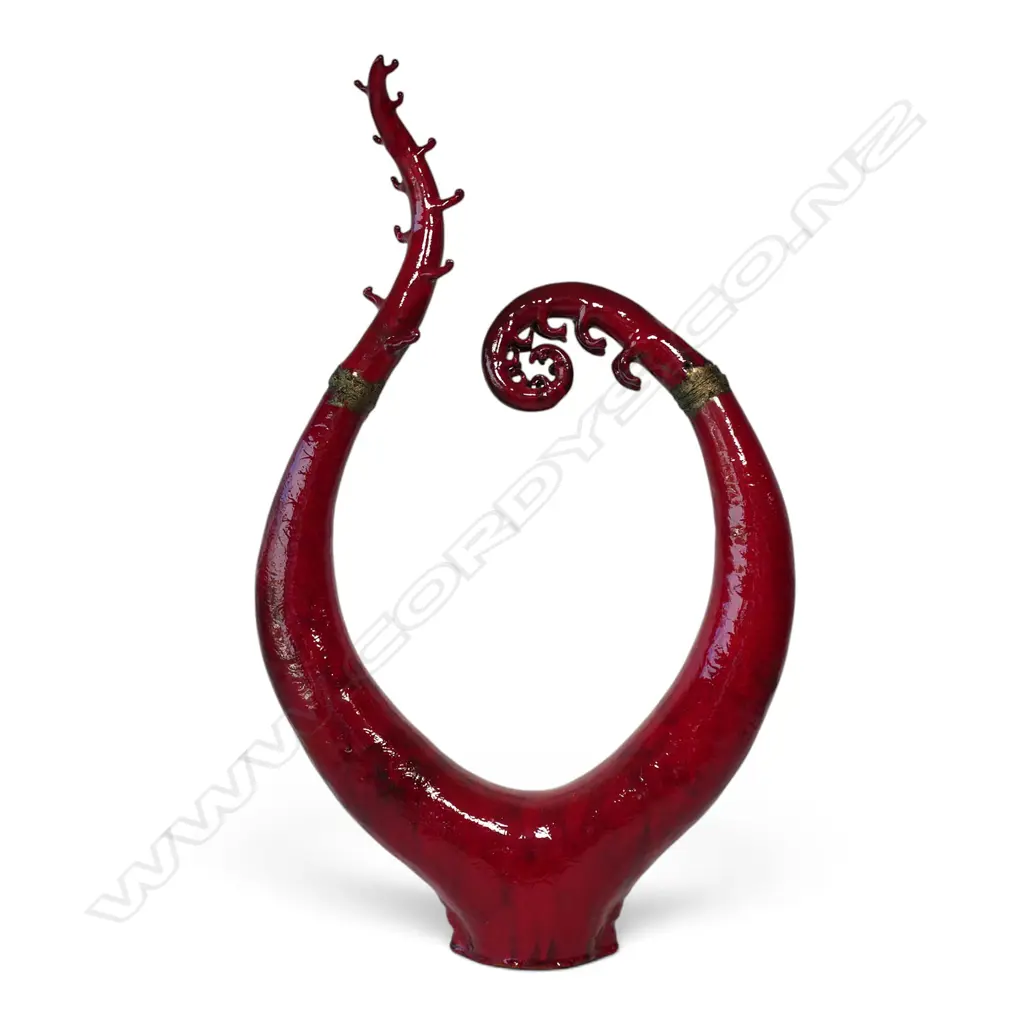 Keum Sun Lee ruby red fern frond sculpture, Image 1++