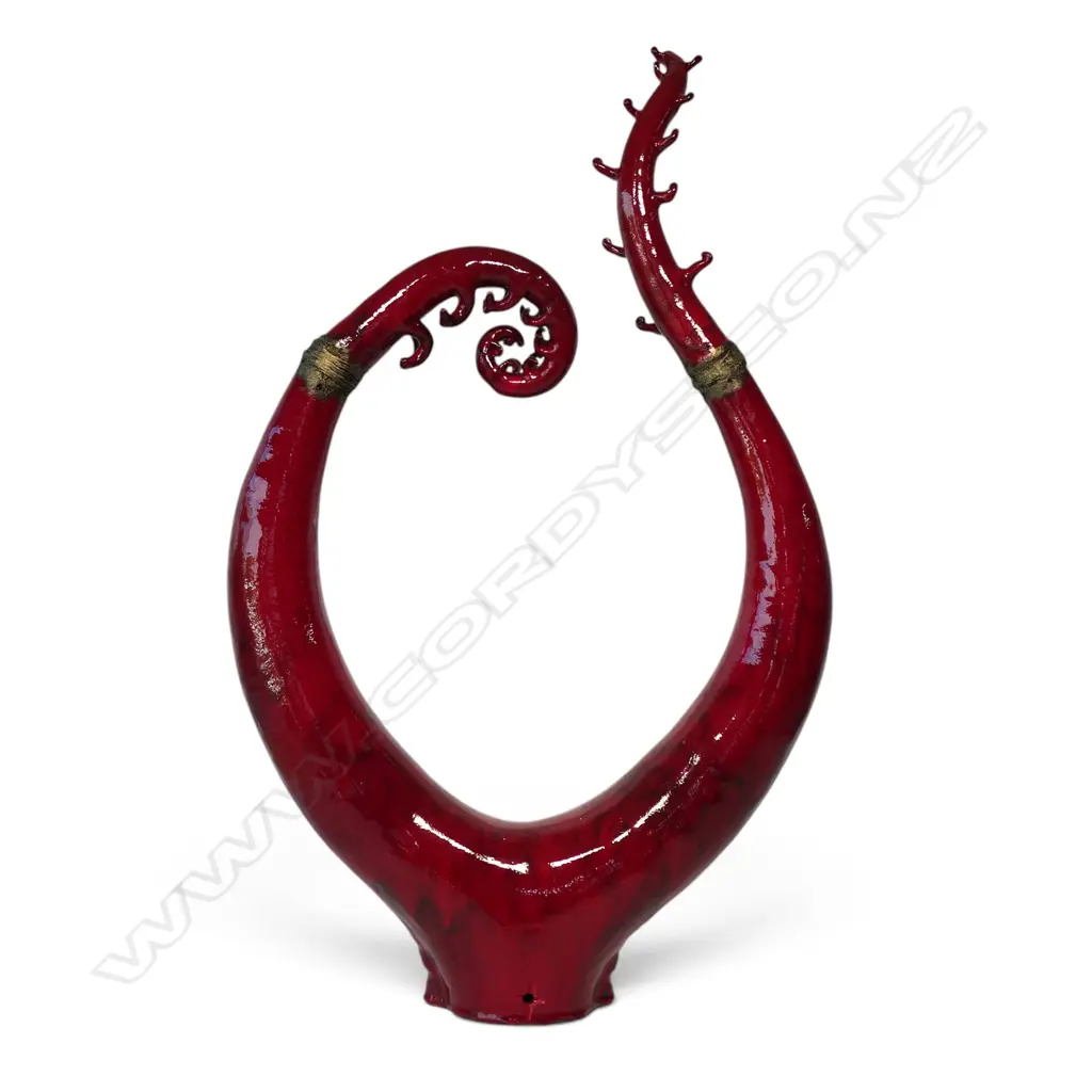 Keum Sun Lee ruby red fern frond sculpture, Image 1++