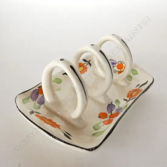 IVORY WARE - ART DECO ORANGE & PURPLE FLOWERS