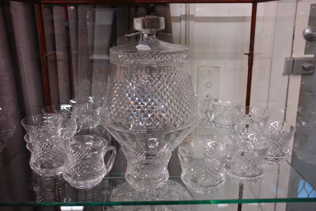 CRYSTAL PUNCH BOWL & 12 GOBLETS Image 1++