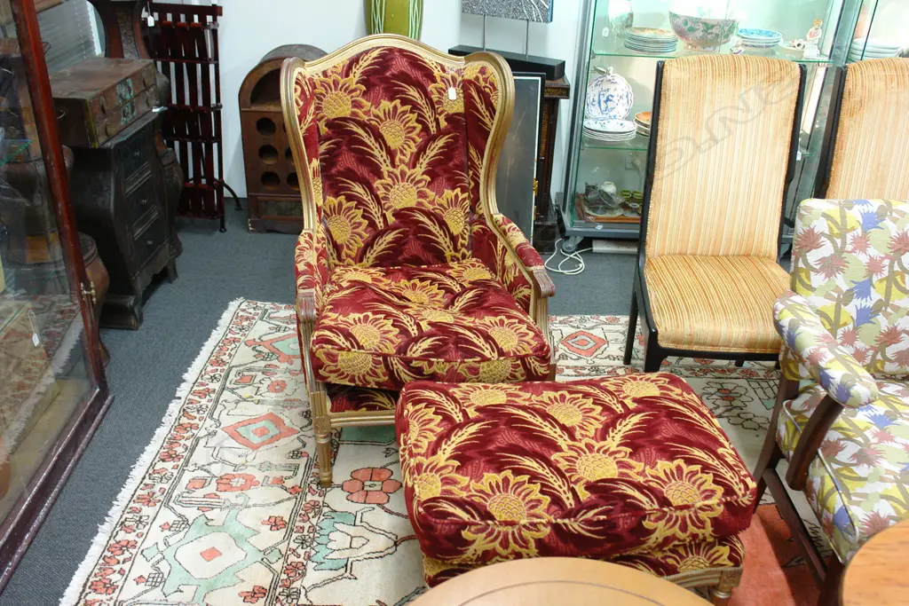 FRENCH STYLE ARMCHAIR & STOOL Image 1++